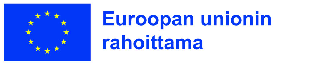 EU-lippu, jonka bieressä teksti Euroopan unionin rahoittama